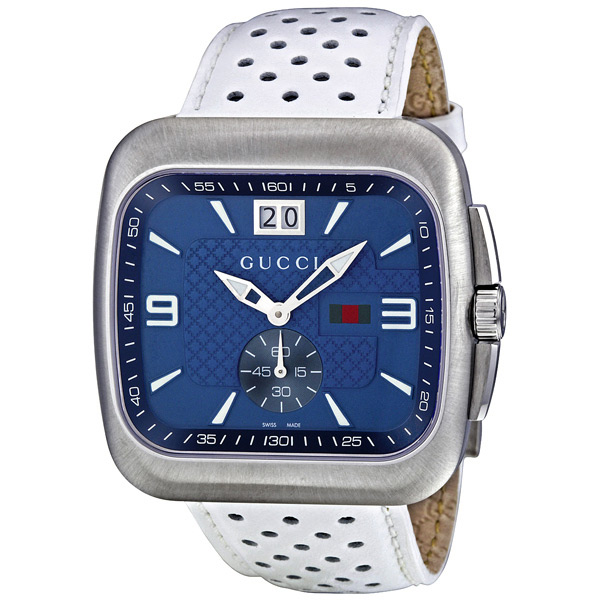 Gucci Watches : YA131304 Quartz Blue Dial Date Leather Men Watch