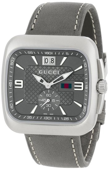 Gucci Watches : YA131313 Quartz Gray Dial Date Leather Men Watch
