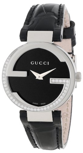 Gucci Watches : YA133507 Quartz Black Dial Diamonds Bezel Leather Women Watch