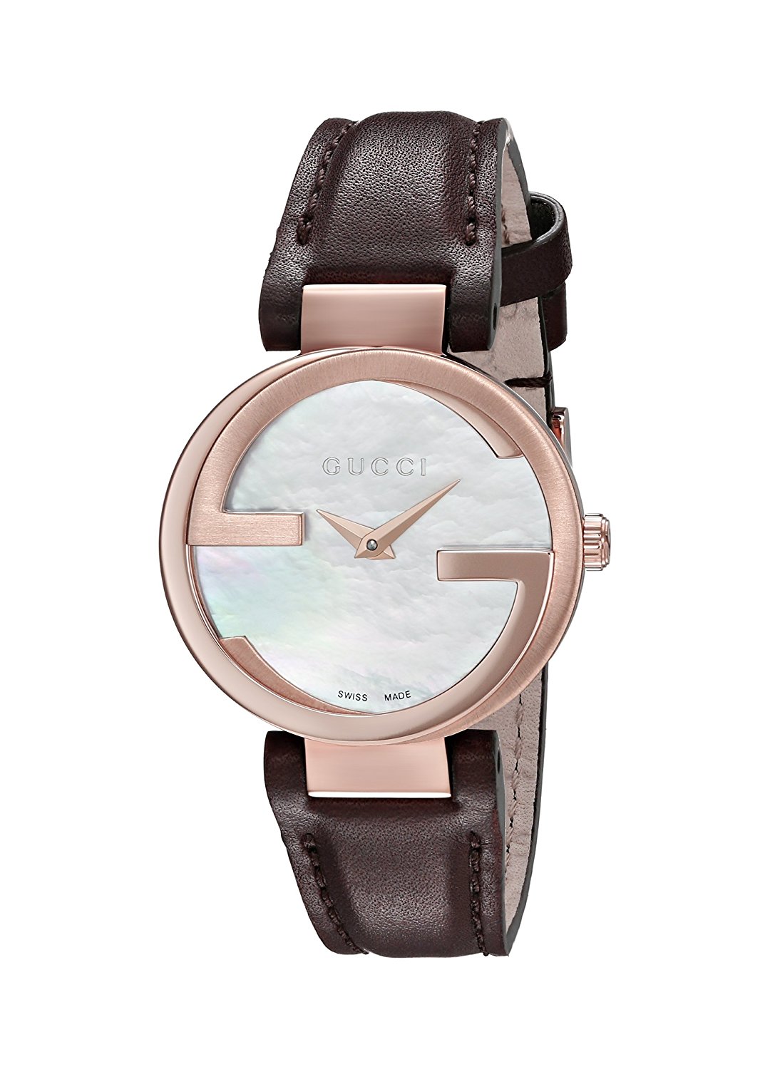Gucci Watches : YA133516 Quartz Mother of Pearl Dial Brown Leather Women Watch