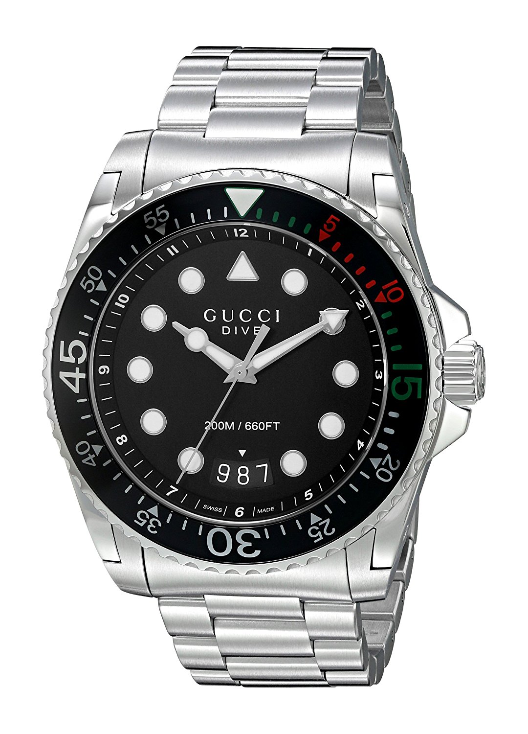 Gucci Watches : YA136208 Black Dial Stainless Steel Band Men Watch