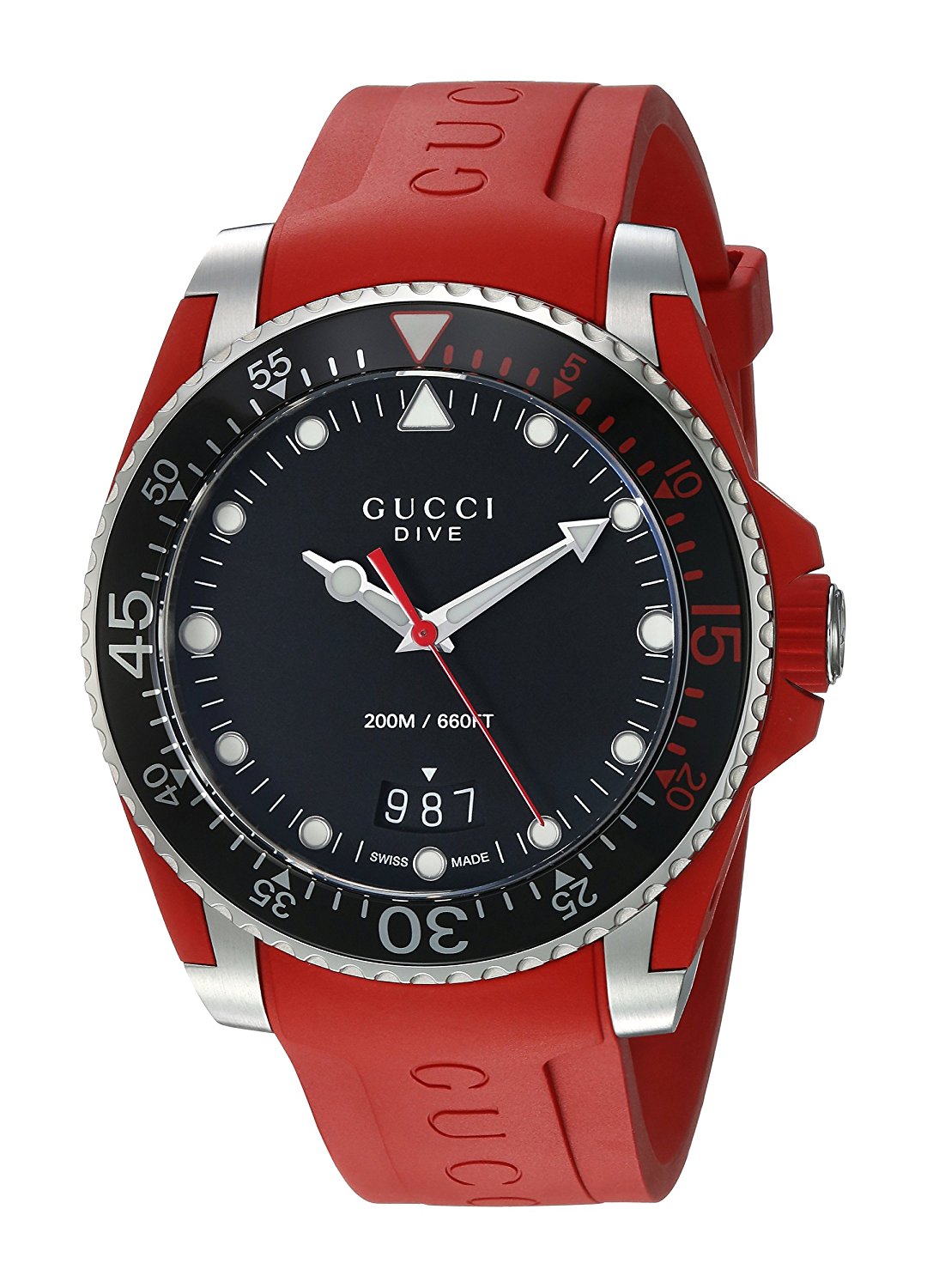 Gucci Watches : YA136309 Quartz Analog Date Red Rubber Men Watch