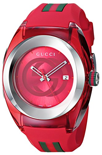 Gucci Watches : YA137103 Quartz Red Dial Date Rubber Men Watch