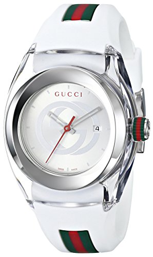 Gucci Watches : YA137302 Quartz Silver Dial Date Rubber Men Watch