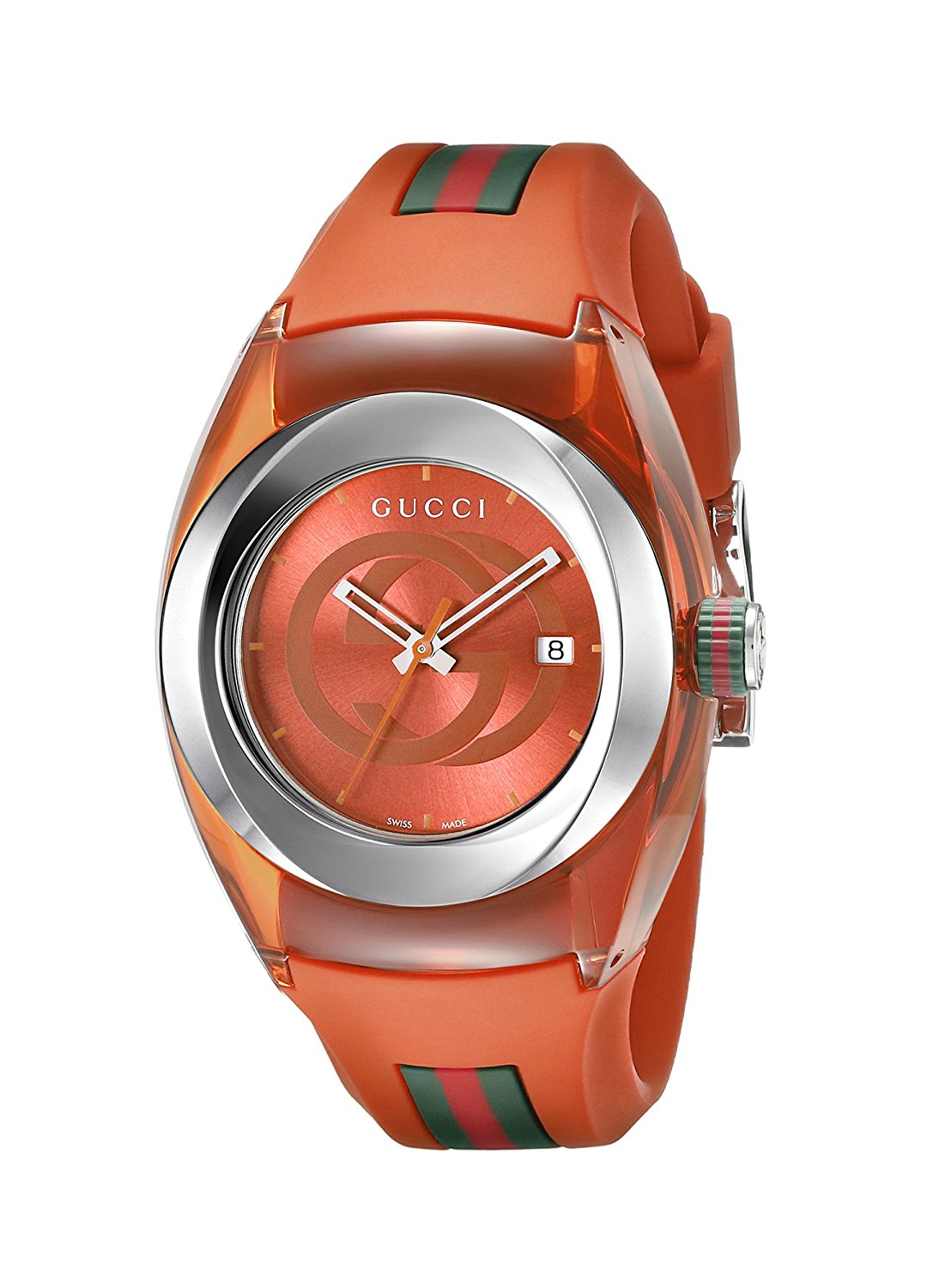 Gucci Watches : YA137311 Quartz Analog Date Orange Rubber Women Watch