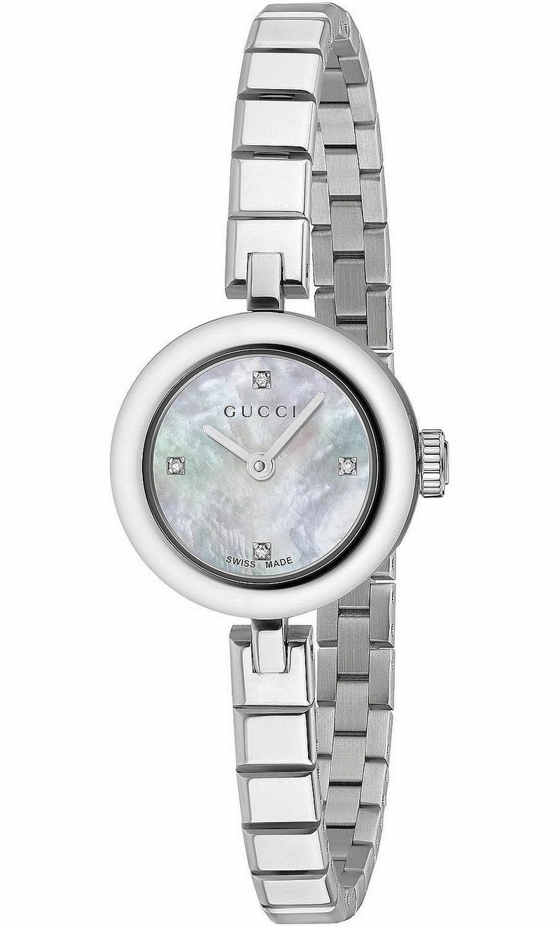 Gucci Watches : YA141503 Quartz Mother of Pearl Diamond Dial Stainless Steel Women Watch