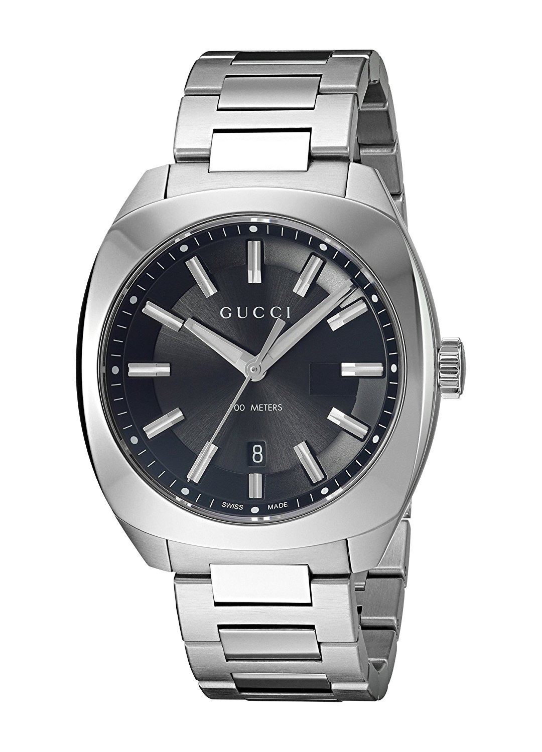 Gucci Watches : YA142301 Black Dial Stainless Steel Band Men Watch