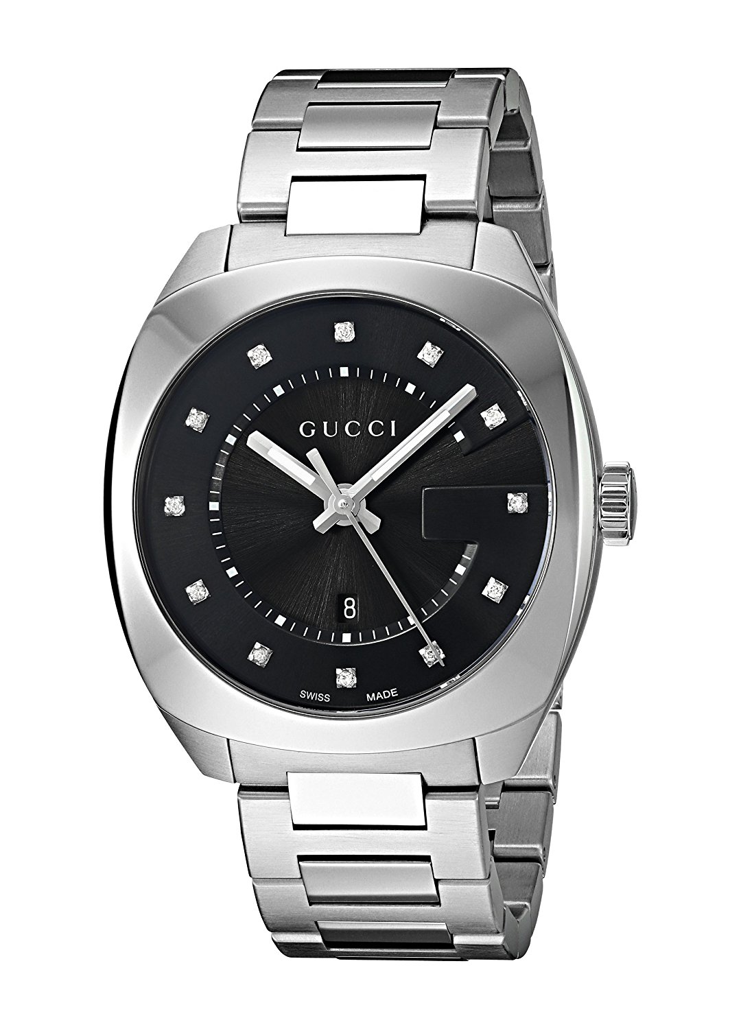 Gucci Watches : YA142404 Black Dial Stainless Steel Band Men Watch
