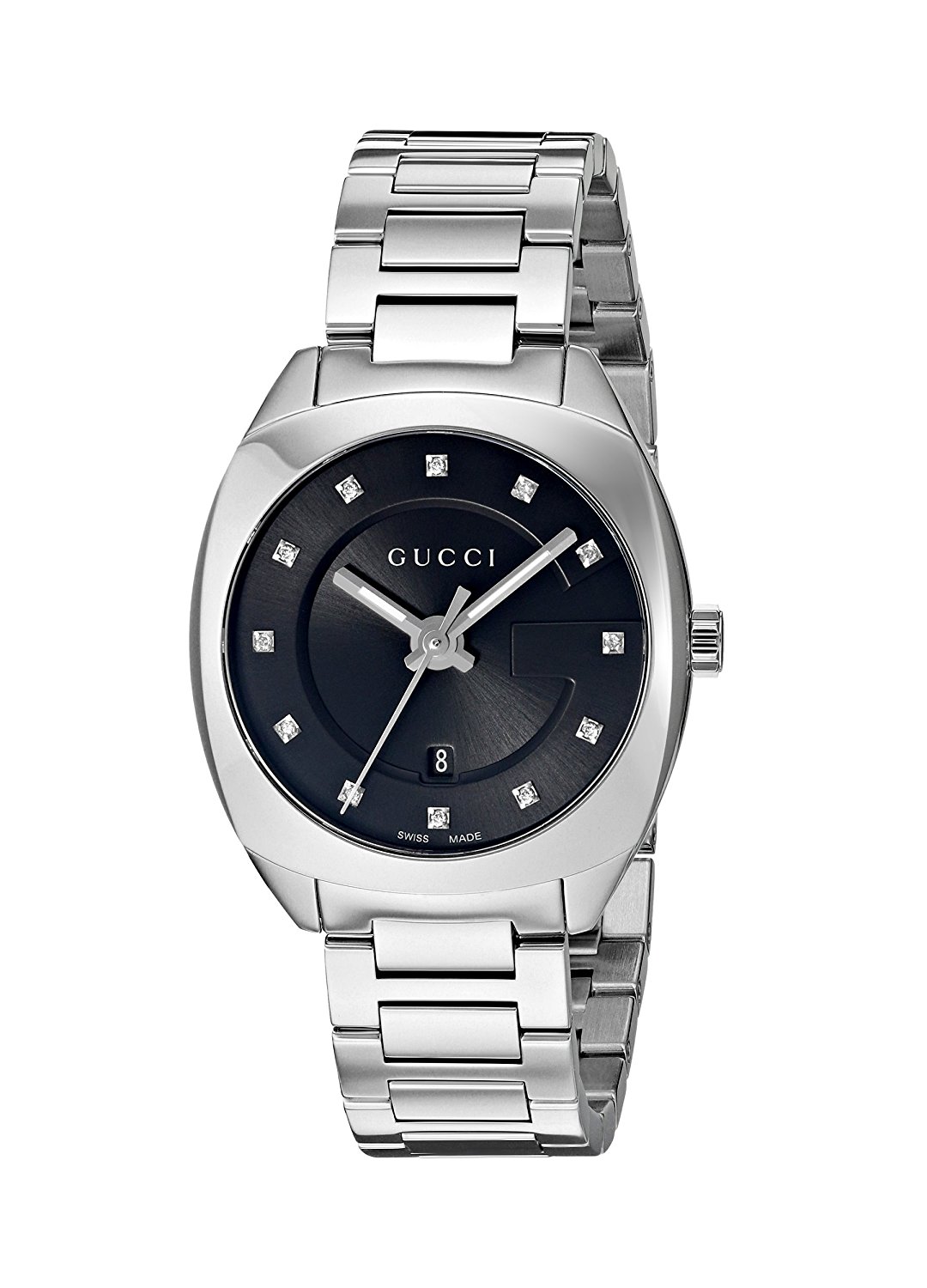 Fake AAA Gucci Watches : YA142503 Black Dial Stainless Steel Band Women Watch Watch